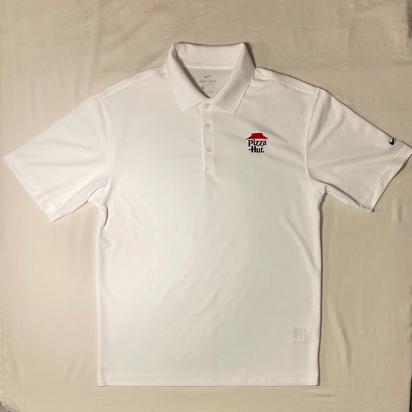 Nike Dri-FIT Pizza Hut Polo Shirt Men’s Medium White | Sporty Workwear Activewea - Picture 1 of 9